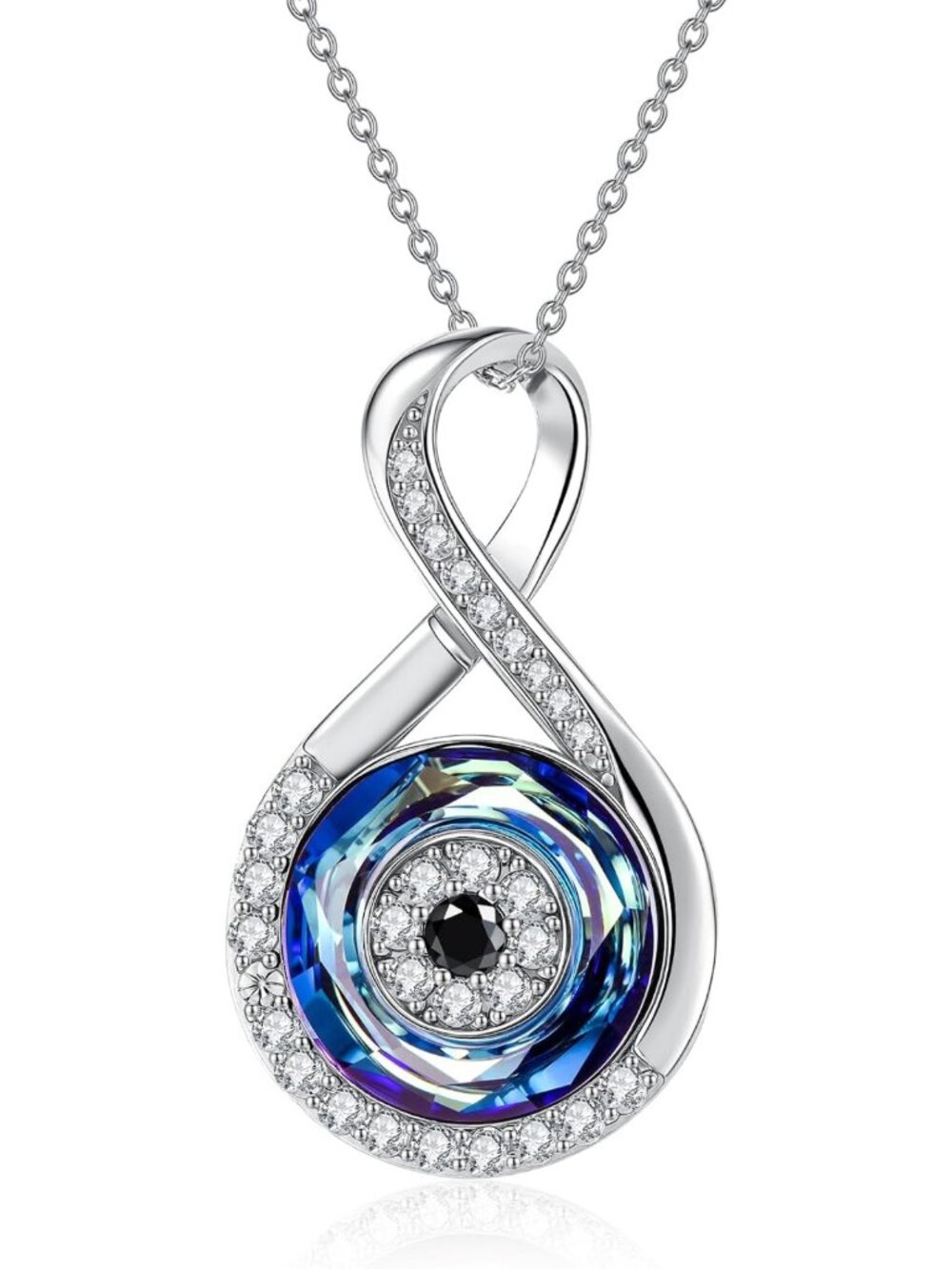 Evil Eye Necklace 925 Sterling Silver Infinity Pendant | Good Luck Jewelry Gift